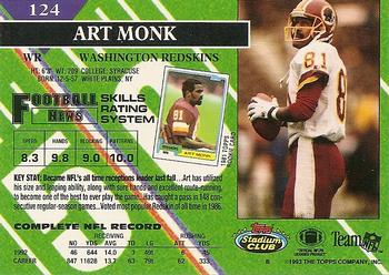 1993 Stadium Club #124 Art Monk Back