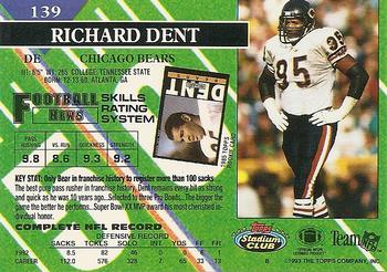 1993 Stadium Club #139 Richard Dent Back