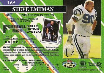1993 Stadium Club #165 Steve Emtman Back
