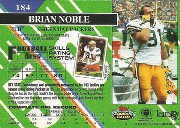 1993 Stadium Club #184 Brian Noble Back