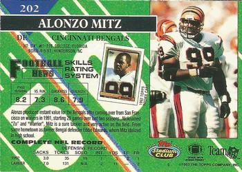 1993 Stadium Club #202 Alonzo Mitz Back