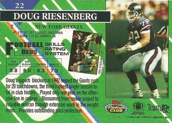 1993 Stadium Club #22 Doug Riesenberg Back