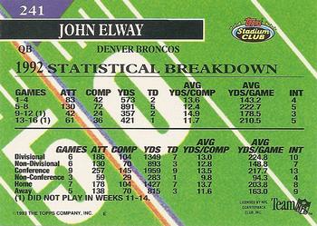 1993 Stadium Club #241 John Elway Back