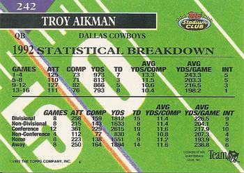1993 Stadium Club #242 Troy Aikman Back