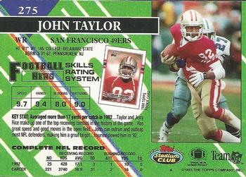 1993 Stadium Club #275 John Taylor Back