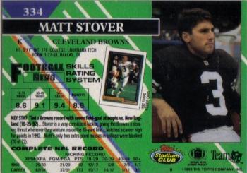 1993 Stadium Club #334 Matt Stover Back