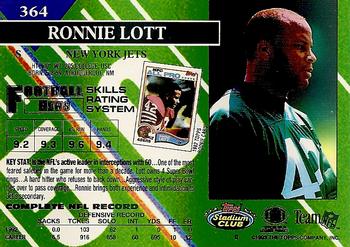 1993 Stadium Club #364 Ronnie Lott Back