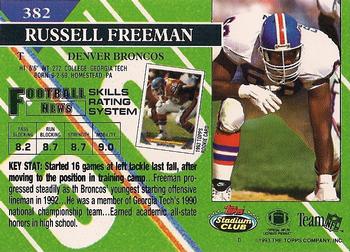 1993 Stadium Club #382 Russell Freeman Back
