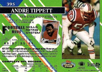 1993 Stadium Club #395 Andre Tippett Back
