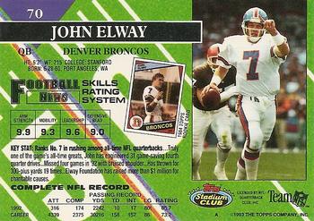 1993 Stadium Club #70 John Elway Back