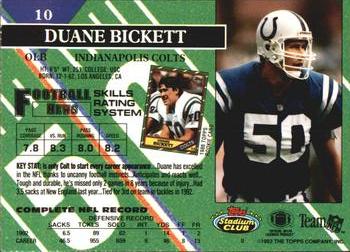 1993 Stadium Club #10 Duane Bickett Back