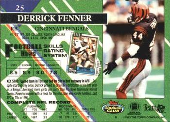 1993 Stadium Club #25 Derrick Fenner Back
