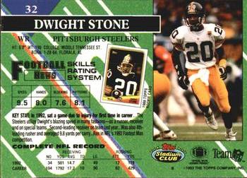 1993 Stadium Club #32 Dwight Stone Back