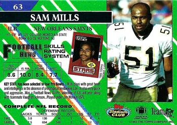 1993 Stadium Club #63 Sam Mills Back