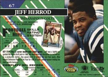 1993 Stadium Club #67 Jeff Herrod Back