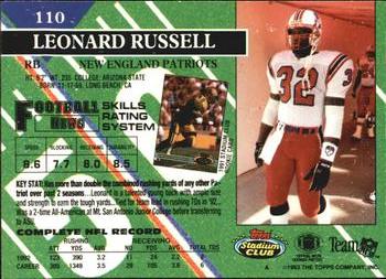 1993 Stadium Club #110 Leonard Russell Back