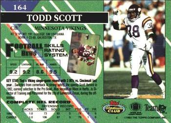 1993 Stadium Club #164 Todd Scott Back