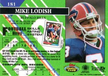 1993 Stadium Club #181 Mike Lodish Back