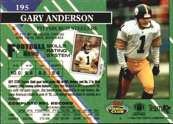 1993 Stadium Club #195 Gary Anderson Back