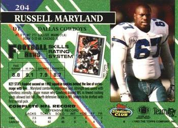 1993 Stadium Club #204 Russell Maryland Back