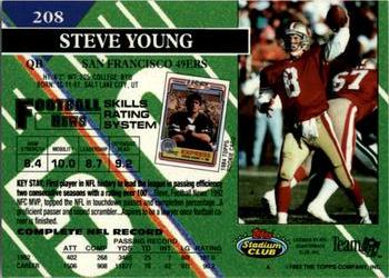 1993 Stadium Club #208 Steve Young Back