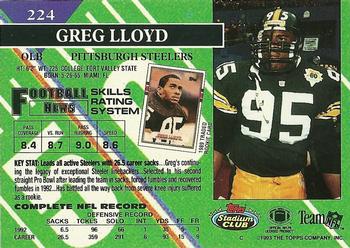 1993 Stadium Club #224 Greg Lloyd Back