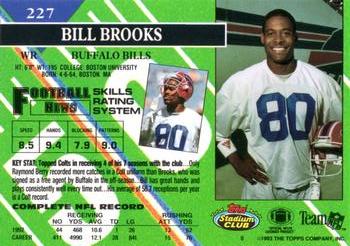 1993 Stadium Club #227 Bill Brooks Back