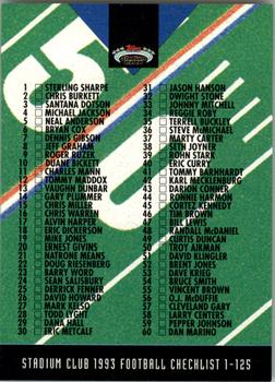 1993 Stadium Club #239 Checklist: 1-125 Front