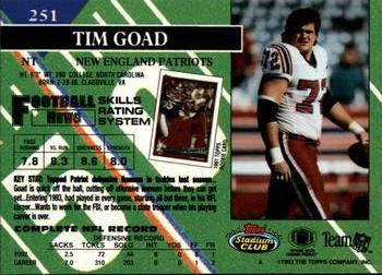 1993 Stadium Club #251 Tim Goad Back