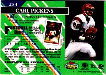 1993 Stadium Club #254 Carl Pickens Back