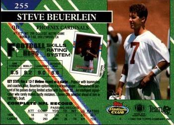 1993 Stadium Club #255 Steve Beuerlein Back