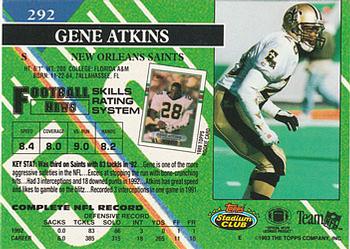 1993 Stadium Club #292 Gene Atkins Back