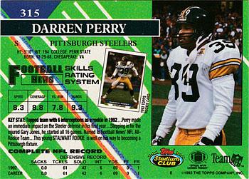 1993 Stadium Club #315 Darren Perry Back