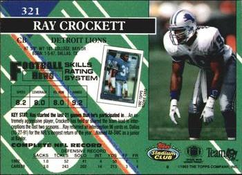 1993 Stadium Club #321 Ray Crockett Back