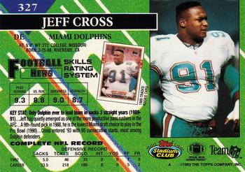 1993 Stadium Club #327 Jeff Cross Back