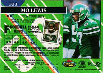 1993 Stadium Club #333 Mo Lewis Back