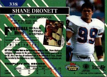 1993 Stadium Club #338 Shane Dronett Back