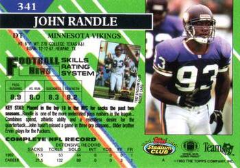 1993 Stadium Club #341 John Randle Back
