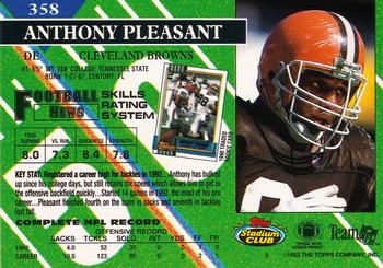 1993 Stadium Club #358 Anthony Pleasant Back