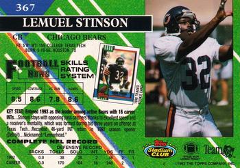 1993 Stadium Club #367 Lemuel Stinson Back