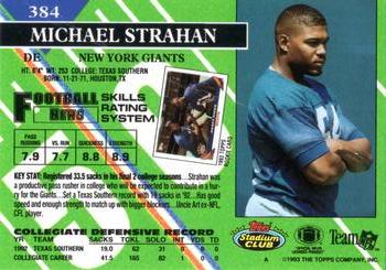 1993 Stadium Club #384 Michael Strahan Back