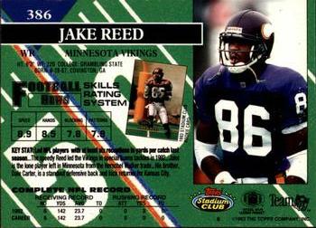1993 Stadium Club #386 Jake Reed Back