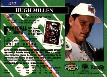 1993 Stadium Club #422 Hugh Millen Back