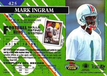 1993 Stadium Club #425 Mark Ingram Back
