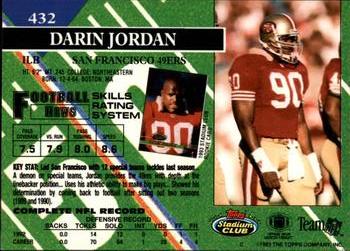 1993 Stadium Club #432 Darin Jordan Back