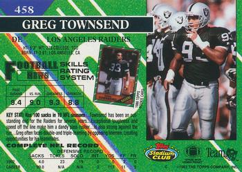 1993 Stadium Club #458 Greg Townsend Back