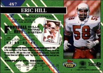 1993 Stadium Club #487 Eric Hill Back