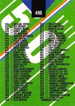 1993 Stadium Club #490 Checklist: 376-500 Back