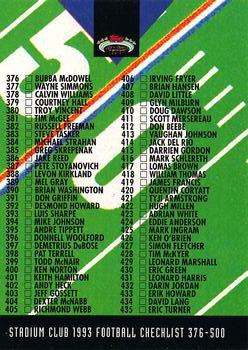1993 Stadium Club #490 Checklist: 376-500 Front