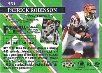 1993 Stadium Club #531 Patrick Robinson Back